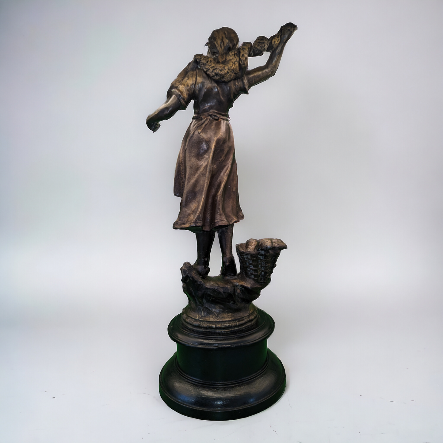 Antique French Spelter Figure of a Woman with fishing nets | Late 19th Century