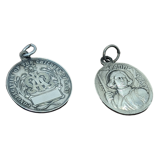 Antique Silver Medals - Monstra Te Esse Matrem and St. Anna by BO&W with Jeanne d'Arc