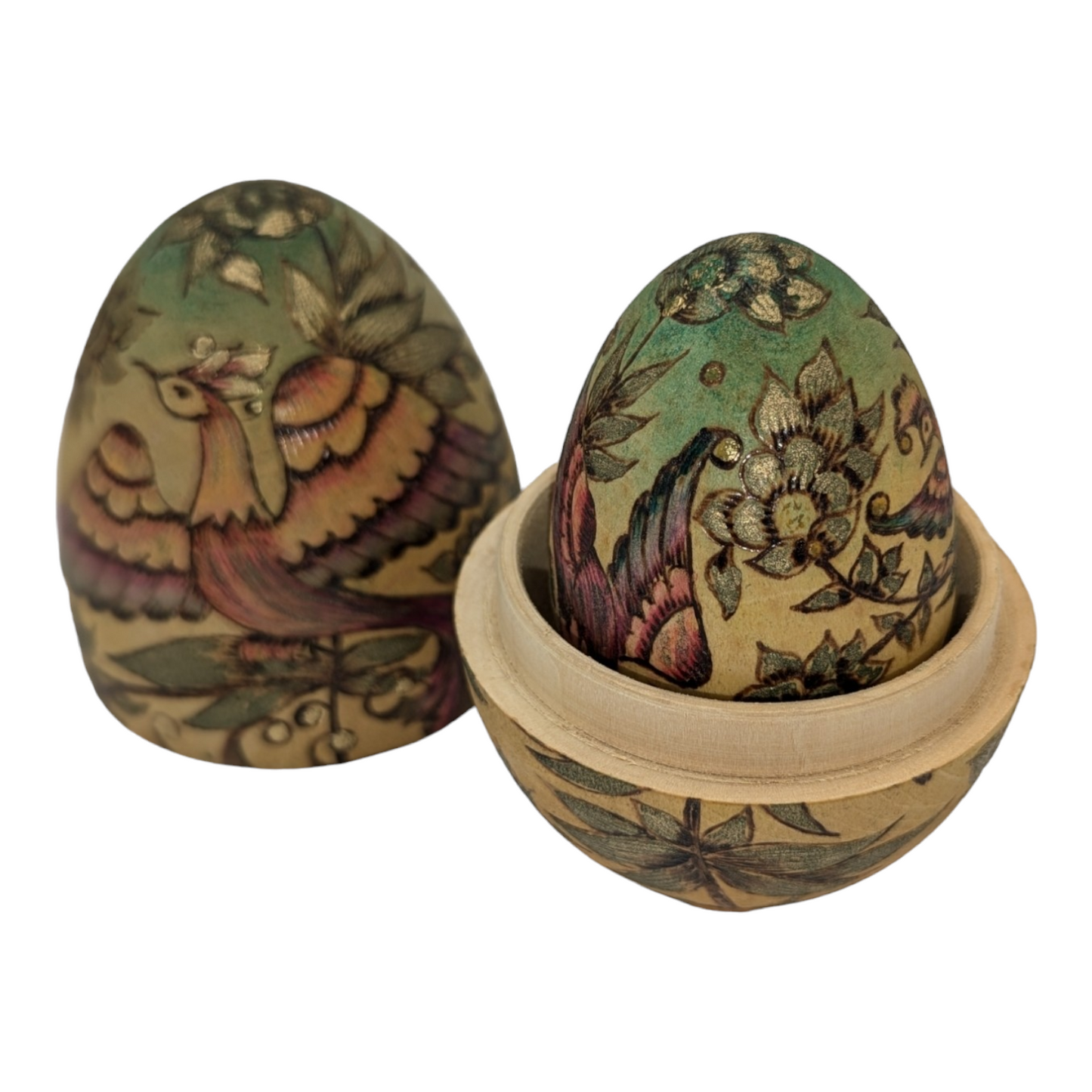 Vintage Hand Painted Wooden Nesting Eggs