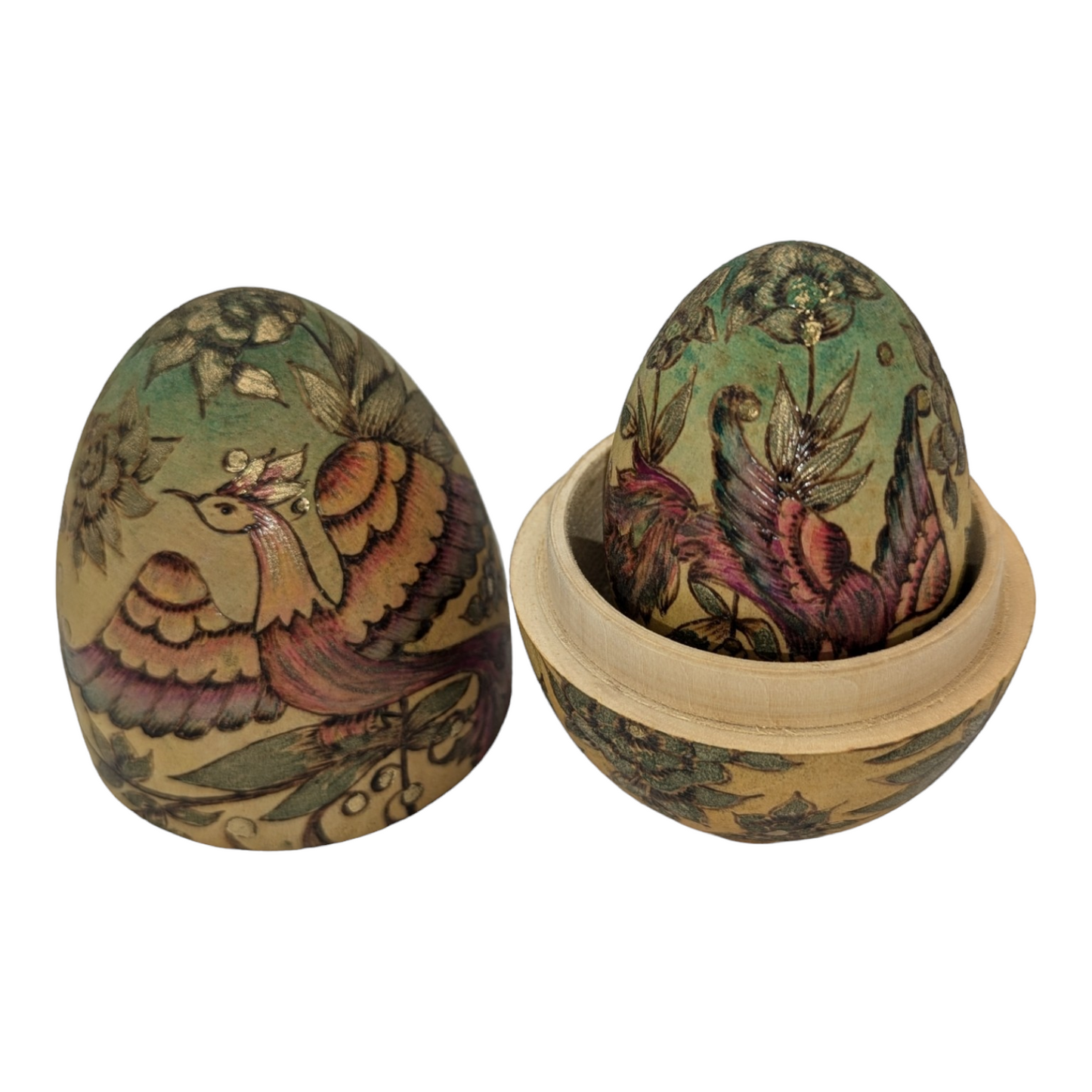 Vintage Hand Painted Wooden Nesting Eggs