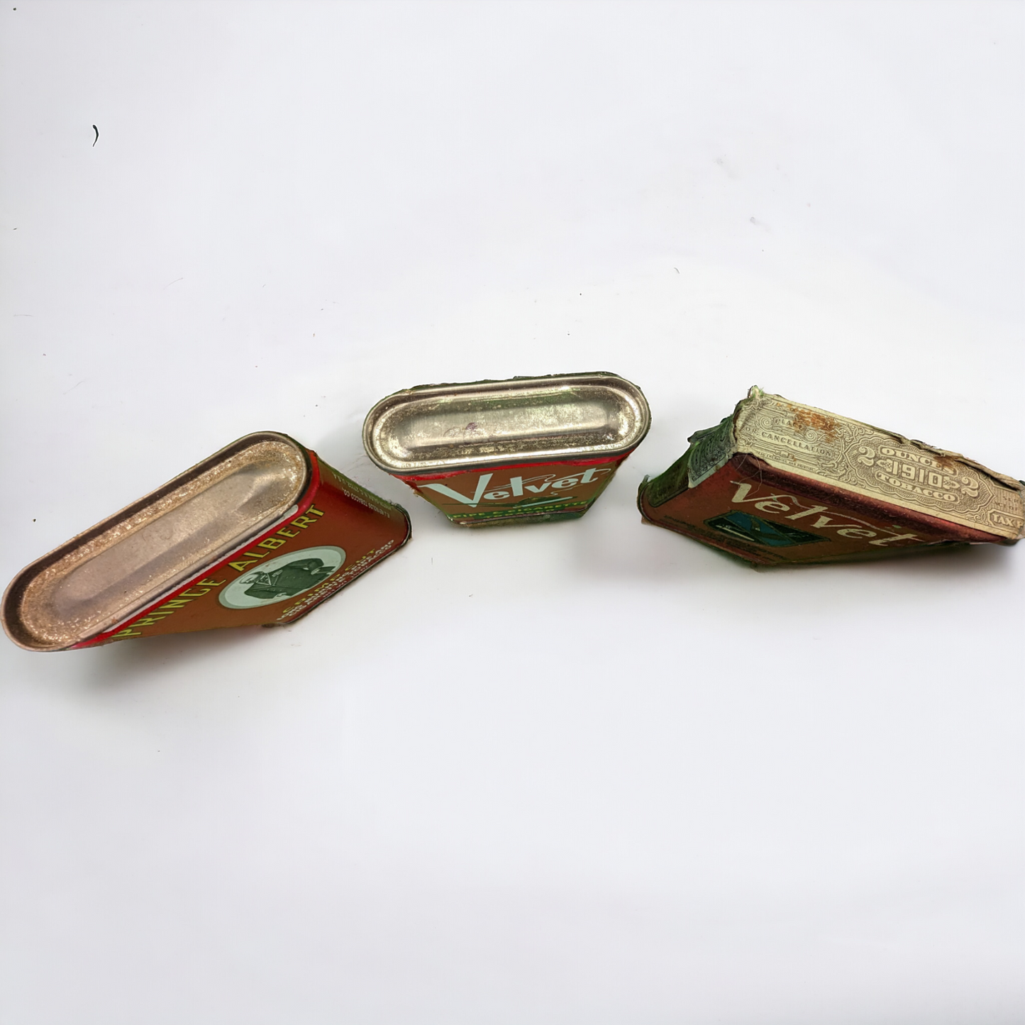 Vintage 1920s Red Tobacco Tins - Prince Albert, Velvet